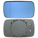 Spiegelglas links = rechts, blau, asphärisch, beheizbar, mit Trägerplatte für BMW E34, E36, E46