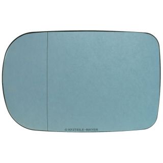 Spiegelglas links = rechts, blau, asphärisch, beheizbar, mit Trägerplatte für BMW E39 Facelift