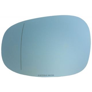 Spiegelglas links, blau, asphärisch, beheizbar, mit Trägerplatte für BMW E90, E91, E92, E93 Facelift