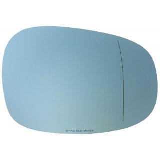 Spiegelglas rechts, blau, asphärisch, beheizbar, mit Trägerplatte für BMW E90, E91, E92, E93 Facelift