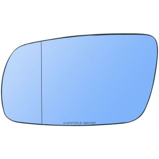 Spiegelglas links, blau, asphärisch, beheizbar, mit überlappender Trägerplatte für Audi, Skoda