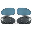 Mirror Glass Aspheric Blue Heated Left & Right Set 2x Bmw E90 E91